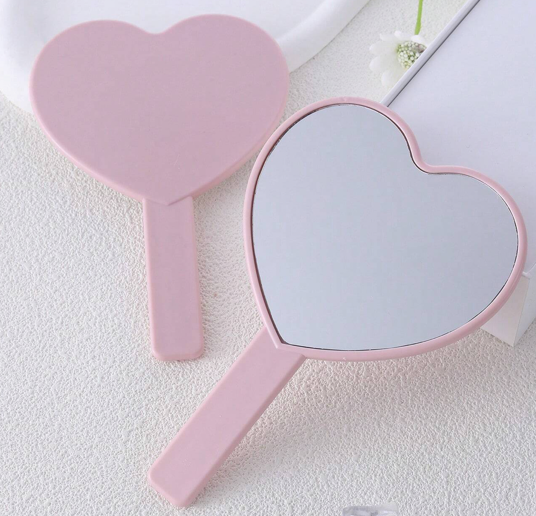 Pink Heart Handheld Mirror