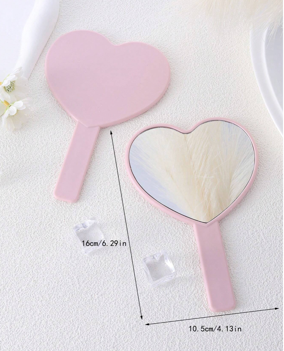 Pink Heart Handheld Mirror